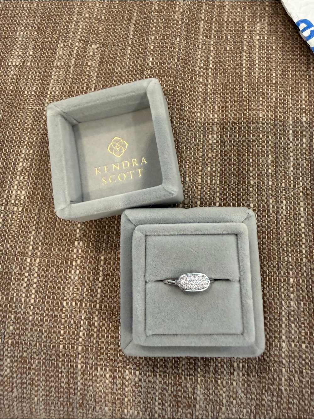 Kendra Scott 14k White Gold and Diamond Isa Ring-size 6.